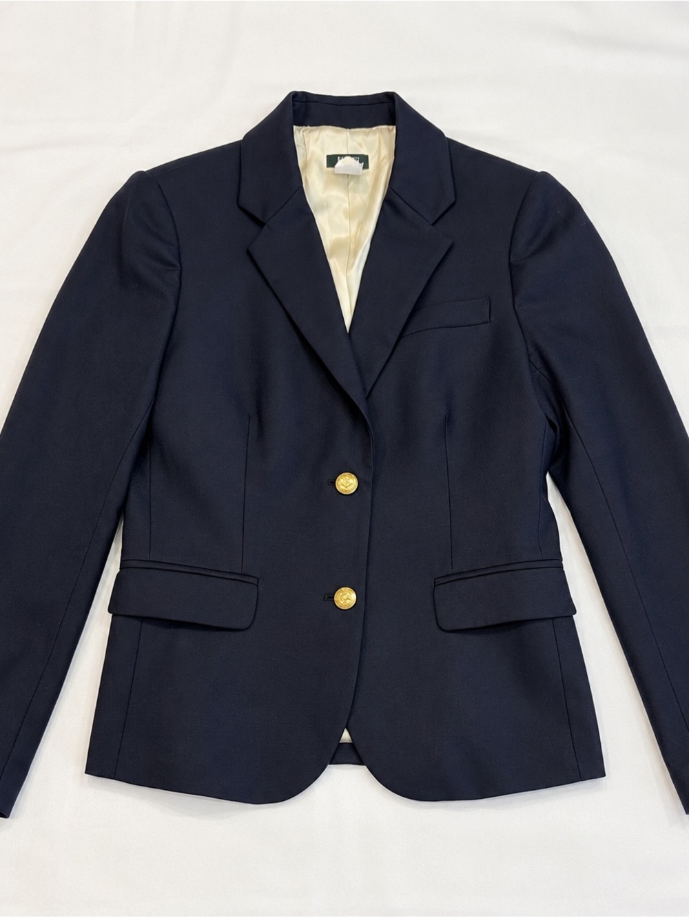J.Crew Navy Blazer Gold Crest Buttons Classic Preppy Size 6